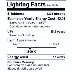 GE Fluorescent Light Bulb (45743) -Light Bulbs Sales 45743 Lighting Facts Labelmd