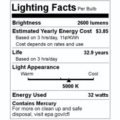 Philips Fluorescent Light Bulb (479634) -Light Bulbs Sales 479634 Lighting Facts Labelmd