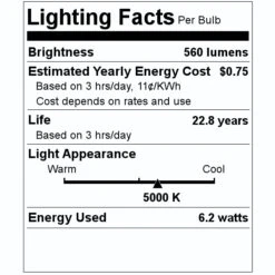 Feit Electric LED Light Bulb (2 Pack) (51916) -Light Bulbs Sales 51916 Lighting Facts Labelmd