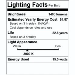 Feit Electric LED Light Bulb (54317) -Light Bulbs Sales 54317 Lighting Facts Labelmd