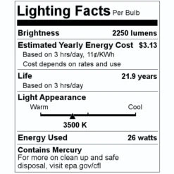 GE Fluorescent Light Bulb (62170) -Light Bulbs Sales 62170 Lighting Facts Labelmd