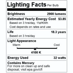 GE Fluorescent Light Bulb (2 Pack) (66828) -Light Bulbs Sales 66828 Lighting Facts Labelmd