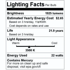 GE Fluorescent Light Bulb (72137) -Light Bulbs Sales 72137 Lighting Facts Labelmd