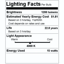 Bulbrite LED Light Bulb (772254) 7 Bulbrite LED Light Bulb (772254) -Light Bulbs Sales 772254 Lighting Facts Labelmd