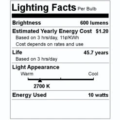 Bulbrite LED Ceiling Light (773134) -Light Bulbs Sales 773134 Lighting Facts Labelmd