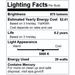GE Fluorescent Light Bulb (80044) -Light Bulbs Sales 80044 Lighting Facts Labelmd