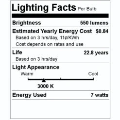 Sunlite LED Lamps (80762) -Light Bulbs Sales 80762 Lighting Facts Labelmd