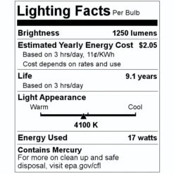 Feit Electric Fluorescent Light Bulb (90605) -Light Bulbs Sales 90605 Lighting Facts Labelmd