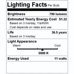4" - 11 Watt - 120 Volt - 5,000K - Daylight - White - ProLED - Dimmable| Halco LED Downlight -Light Bulbs Sales 99870 Lighting Facts Labelmd